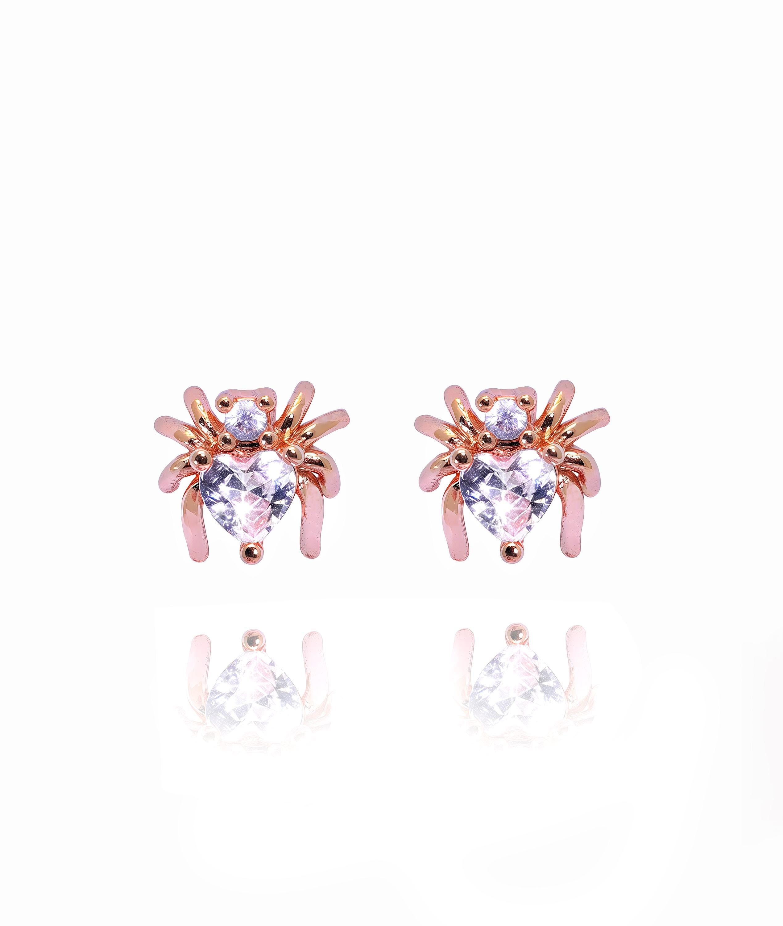 Diamond Spider Stud Earrings, Gothic Halloween Spider Stud Earrings, Spider shape Earnings, Realistic Insect Earrings, Halloween Earrings